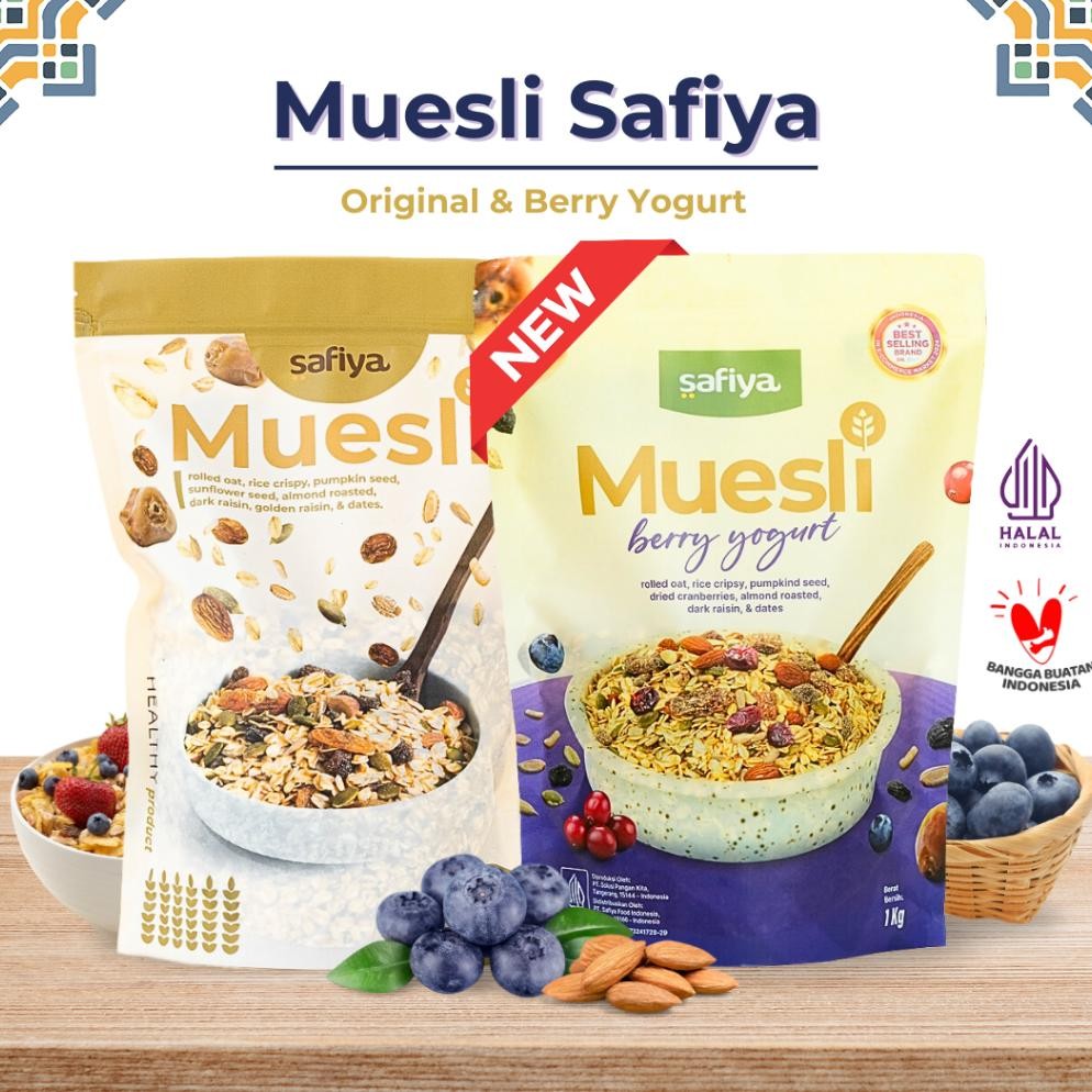 

Muesli Safiya 1 Kg Oatmeal Dried Fruit Almond | Sereal Diet Sarapan Sehat Premium