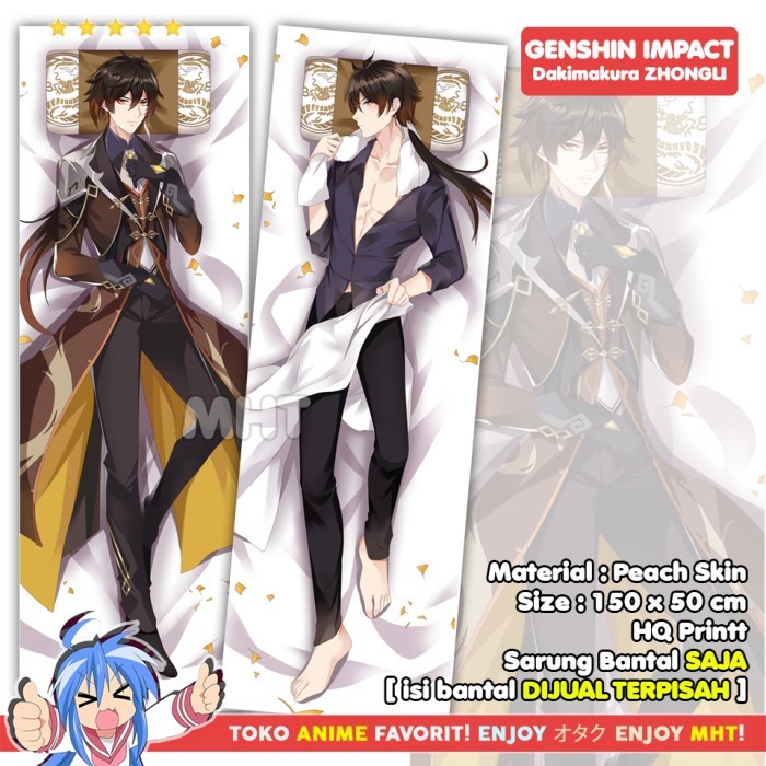 Sarung Bantal Anime Dakimakura Genshin Impact : Zhongli
