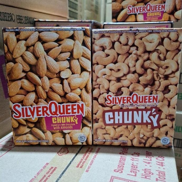 

silverqueen chunkybar 26gr box isi 12 almond cashew milk chocolate coklat termurah