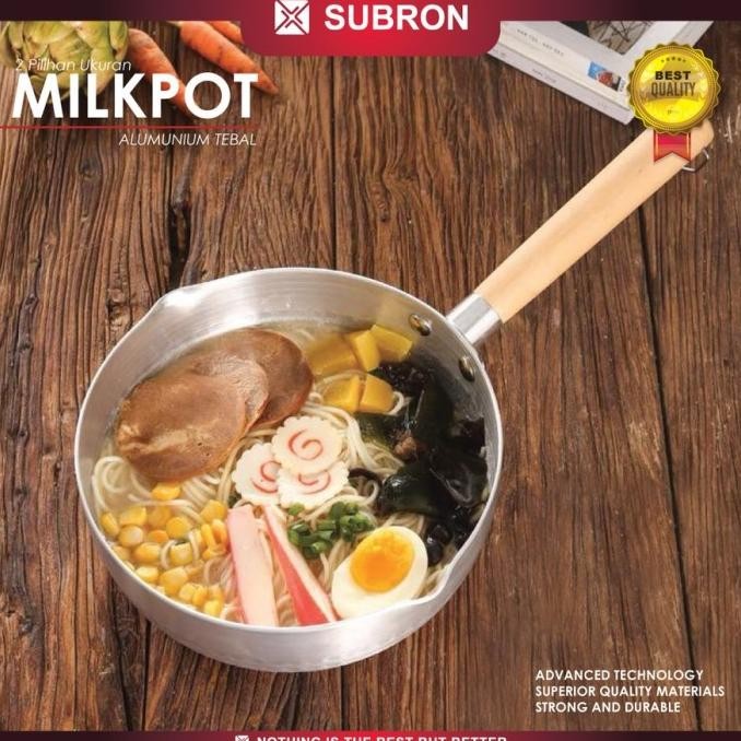 Siap Kirim SUBRON Panci Susu Alumunium Tebal Aloy 18cm 20cm 22cm Pegangan Kayu