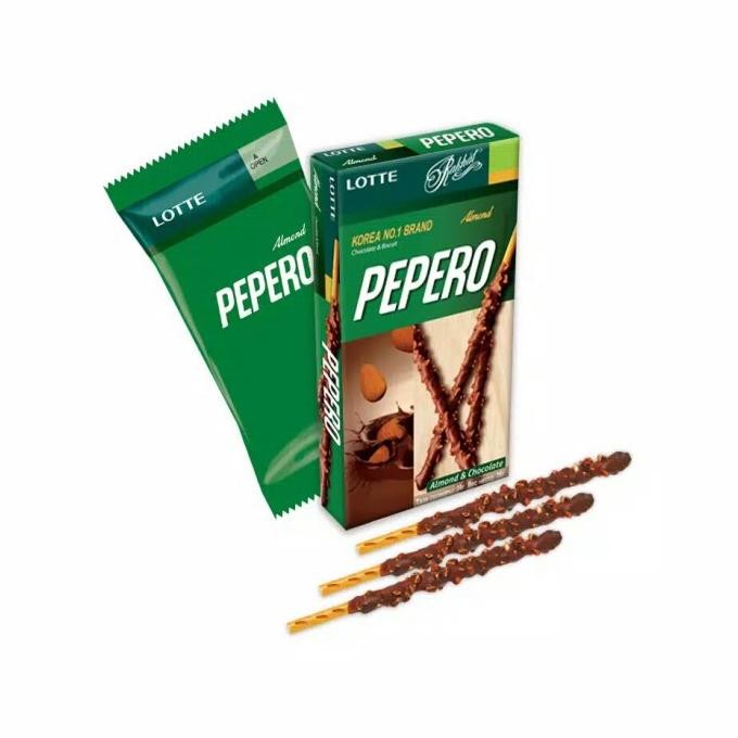 

lotte almond pepero - biskuit salut cokelat dan kacang almond 32gr termurah