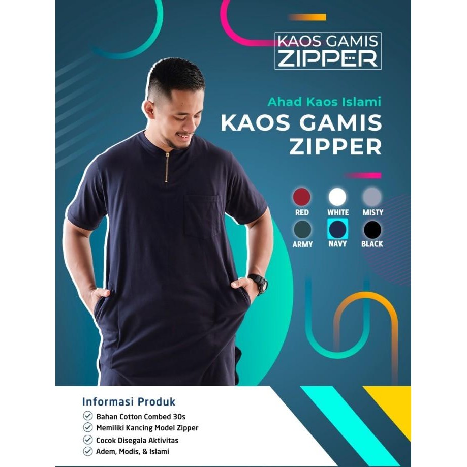 New 100% Originalll Kaos Gamis Kurta Pria Ziper Premium By Ahad Size Jumbo Terbaru Best Quality Asli