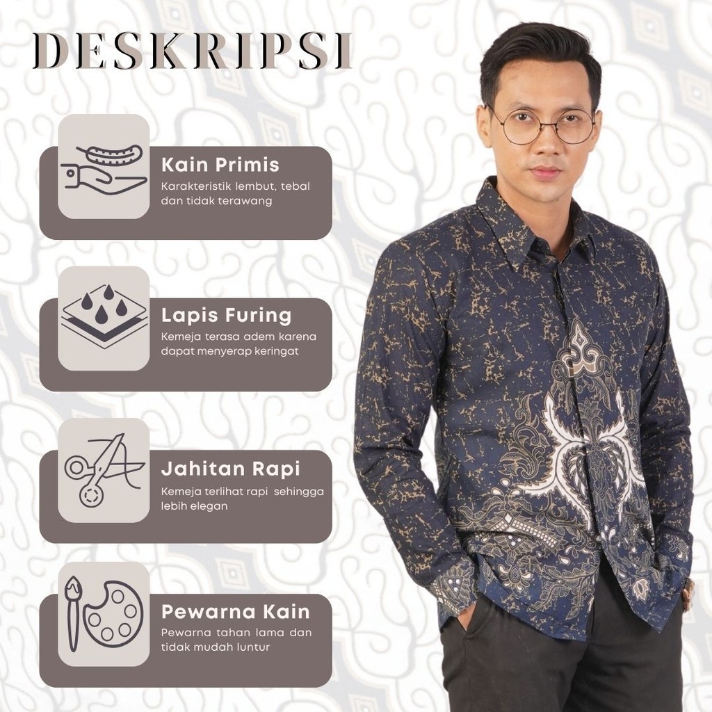 FAST DELIVERY BATIK MAHAPRANA MOTIF MADUSWARA KEMEJA BATIK PRIA LENGAN PANJANG DAN PENDEK SLIMFIT