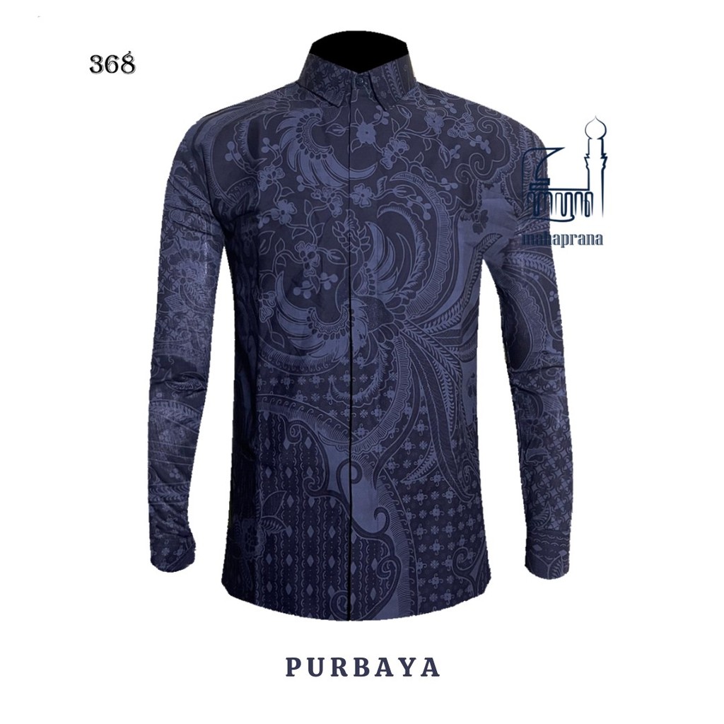 Batik Mahaprana Motif Purbaya Kemeja Batik Pria Lengan Panjang dan Pendek Slimfit Full Furing Premiu