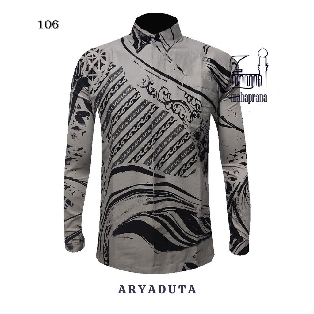 Batik Mahaprana Motif Aryaduta Kemeja Batik Pria Lengan Panjang dan Pendek Slimfit Full Furing Premi