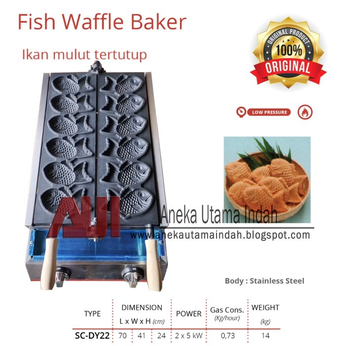 Mesin pembuat taiyaki ikan waffle Getra SC-DY22