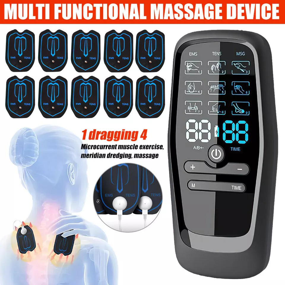 HMELLY M858-10 Alat Pijat Elektrik Akupuntur Tempel TENS EMS 9 Mode 10 Pad