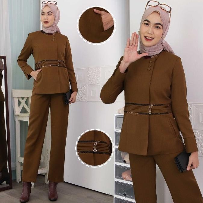 Seragam PNS Wanita Jas Pemda Wanita PDH Guru Set Celana - 7007 PA MS