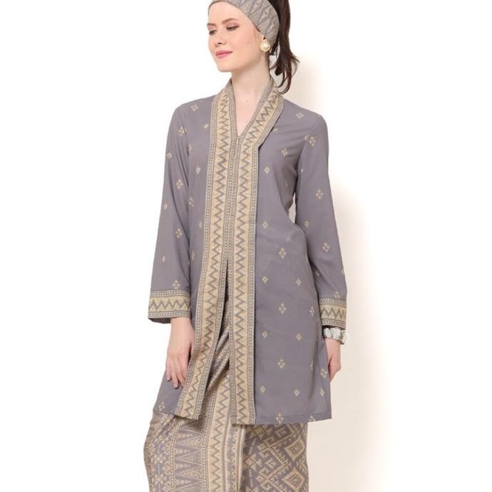 Kebaya Grey Baju Kurung Premium Tunik Jumbo One set Batik Kebaya Modern Kebaya Jumbo Kebaya Wisuda K