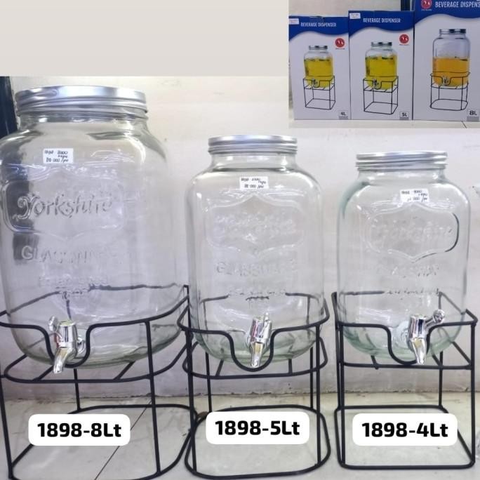 Dispenser Kaca 8L/ Dispenser Jus/ Glass Water Jug/ Water Tank