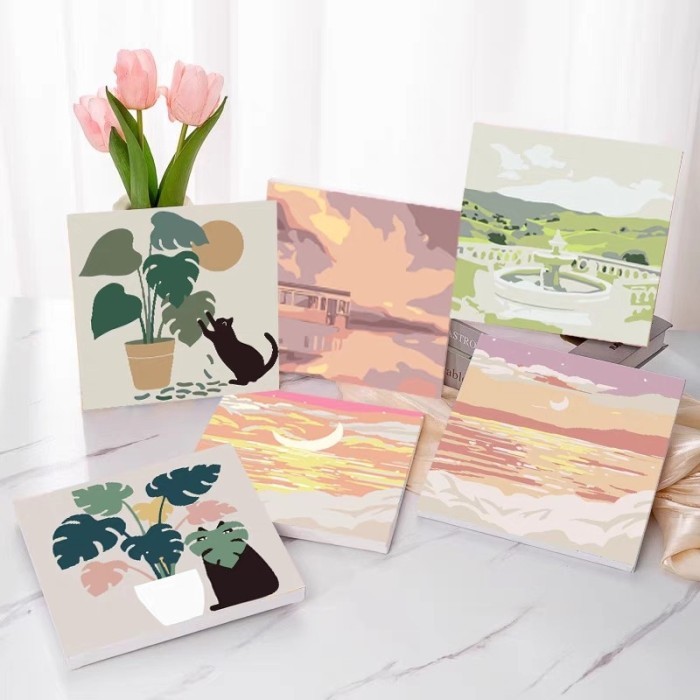 

20x20cm Paint By Number Nature Scenery Series Kanvas Lukis Set Menggambar Melukis Gambar Lucu