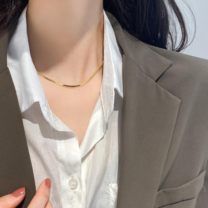 Kalung Choker Rantai Belut/Kalung Choker Titanium Impor Anti Karat Original