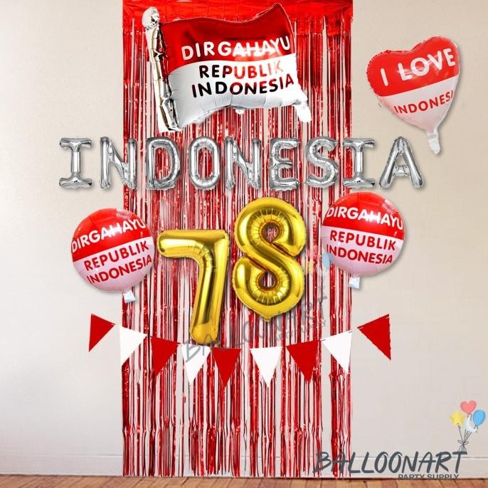 Dirgahayu 76 Dekorasi Set/Balon Dekorasi 17An/Kemerdekaan/17 Agustus