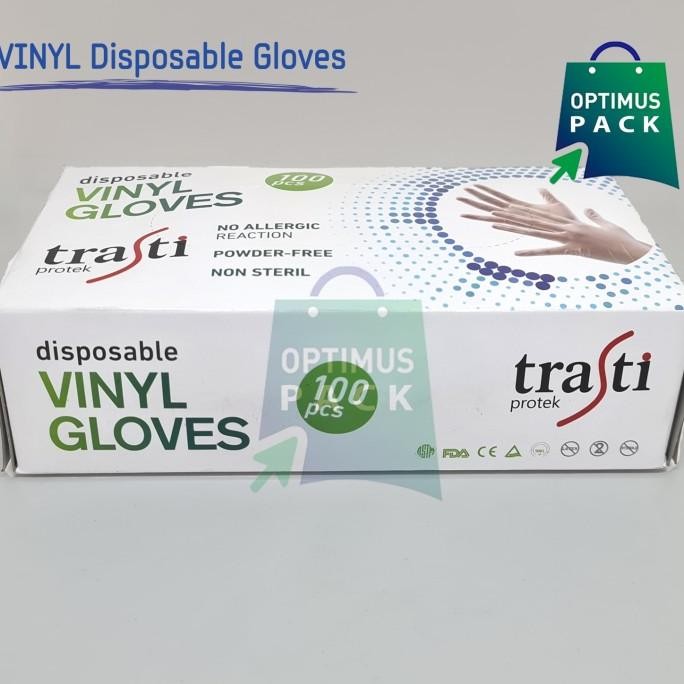 Trasti Ori Sarung Tangan Vinil Latex Gloves Medis Vinyl 100Pcs Sz L