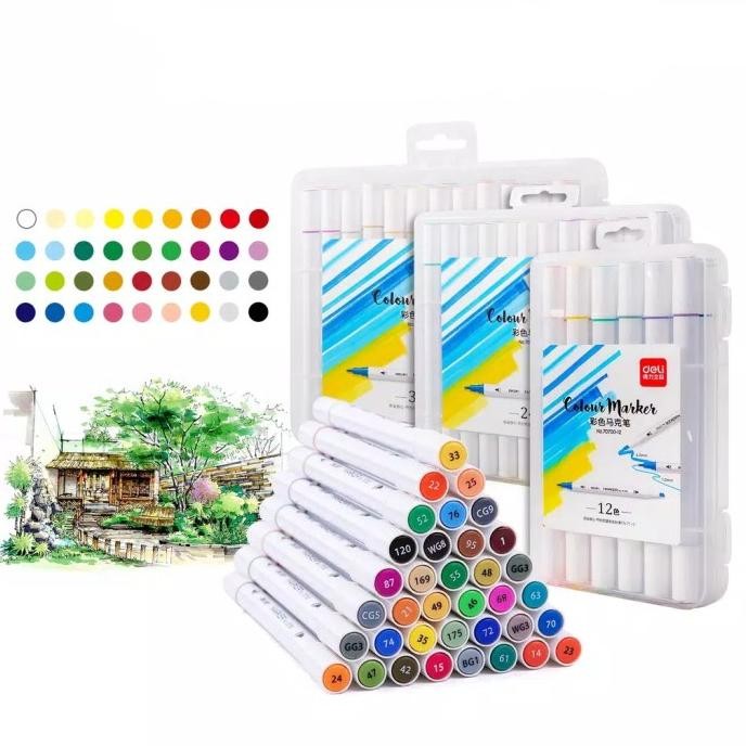 

Deli 12/24/36 Dual Tip Colour Marker 70700 Bright - Spidol Ujung Ganda Termurah