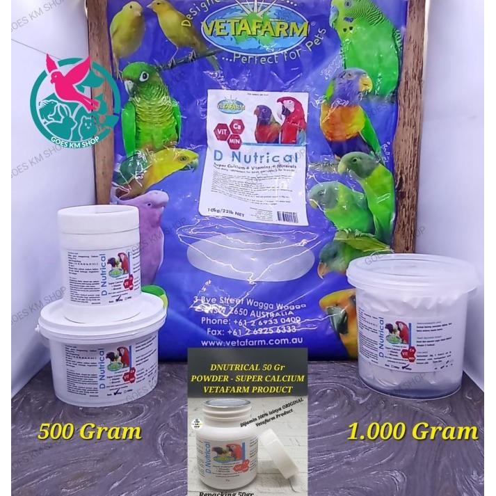 

BARU VETAFARM D NUTRICAL - VITAMIN FULL CALCIUM POWDER UTK SEMUA JENIS BURUNG