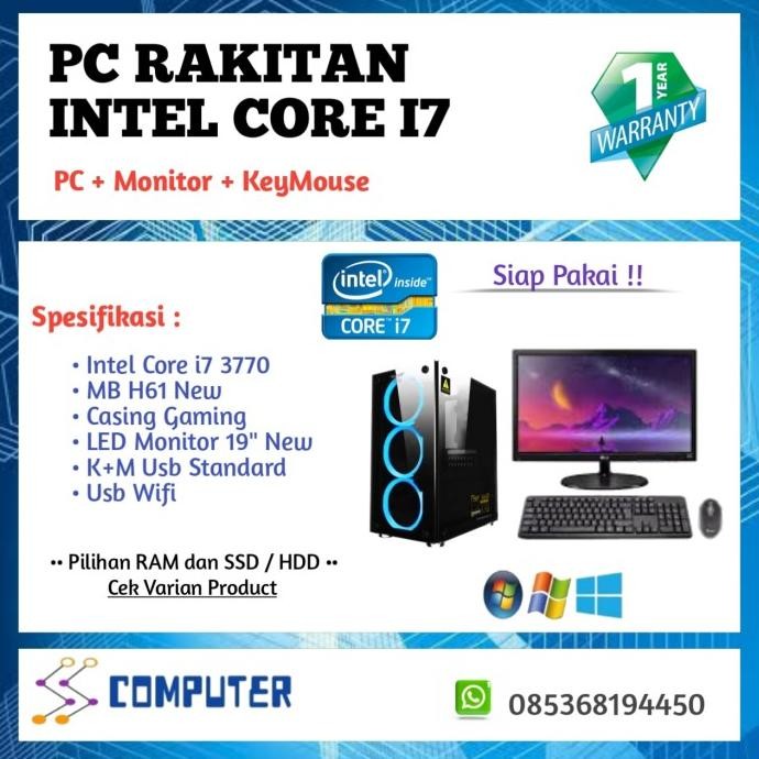 Paket Lengkap Komputer Pc Rakitan Core I7 3770 Case Gaming Garansi