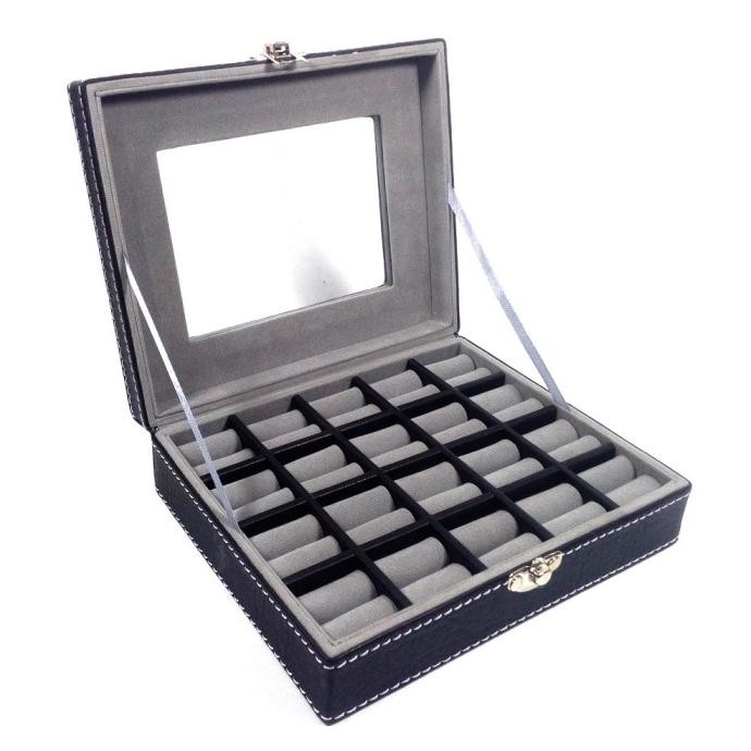 Kotak Batu Akik Isi 20 Kotak Cincin Batu Akik Tempat Perhiasan Akik - Hitam |Abu