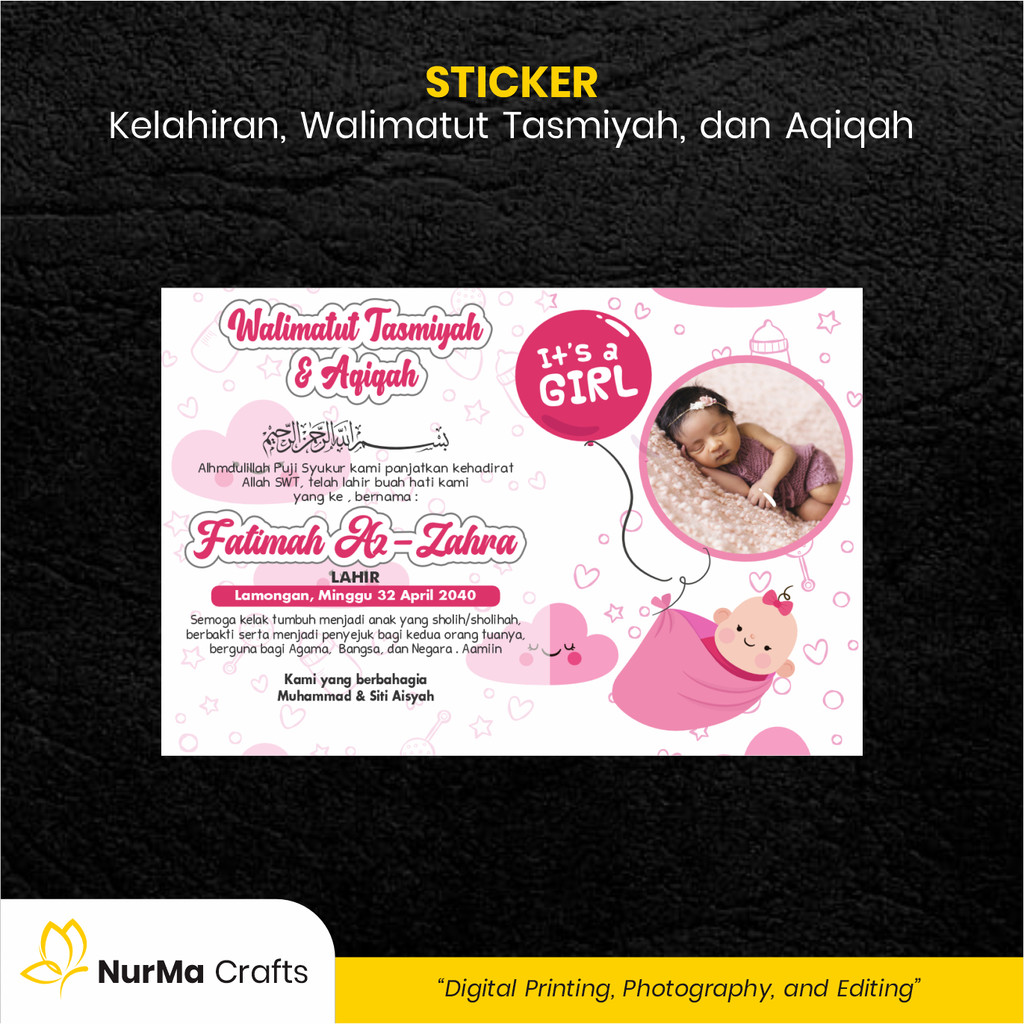 

Stiker Bayi (Walimatut Tasmiyah dan Aqiqah) - Kertas Sticker Bontak / Kertas Art Paper