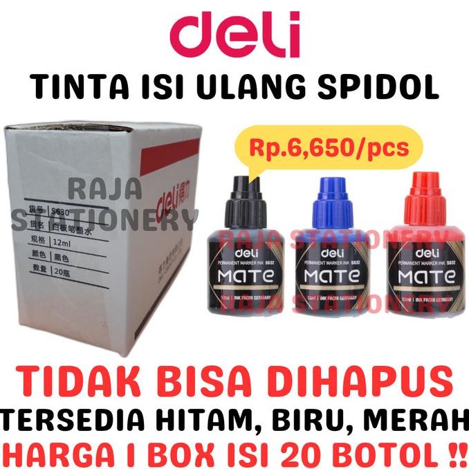

DELI REFILL PERMANENT MARKER ISI ULANG TINTA SPIDOL PERMANEN [BOX] Termurah