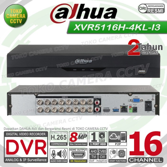 TERBARU RECORDER CCTV DVR 16CH DAHUA DH-XVR5116H-4KL-I3 16 CHANNEL 5MP 8MP