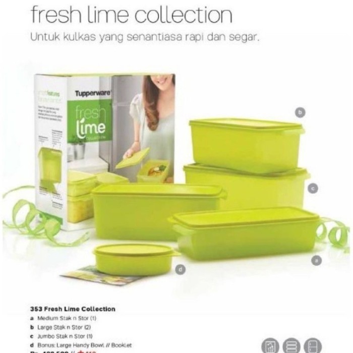 Tupperware fresh lime collection toples kulkas set