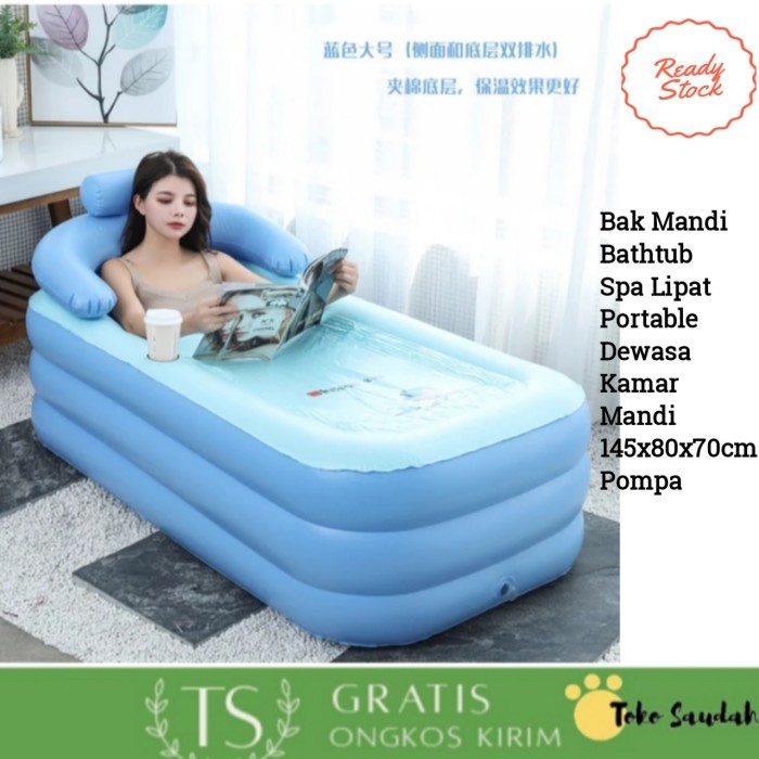 Bak Mandi Bathtub Spa Lipat Portable Dewasa Kamar Mandi Pompa