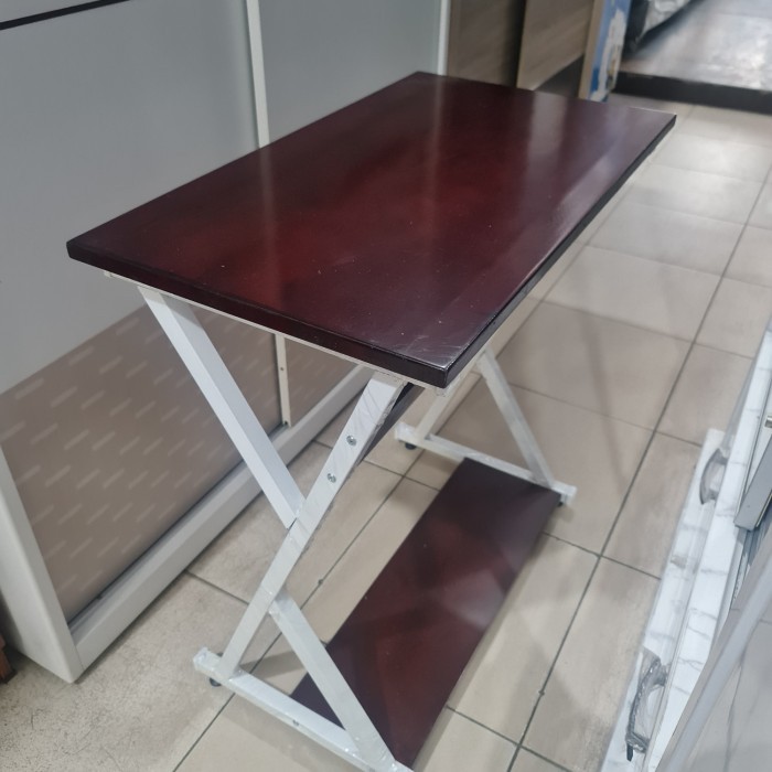 Meja Komputer / Meja Kerja Minimalis / Meja Belajar Kayu Besi Mahogany