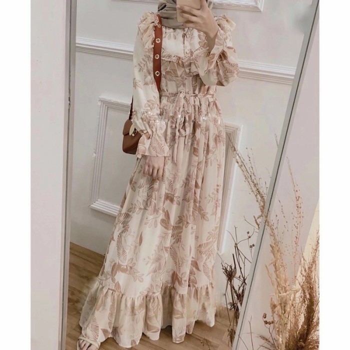 Murah Gamis Rayon Viscose Premium Busui Ld 100-110 Pj 130 - Miranda Cream