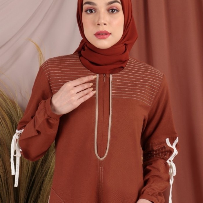 Sale Gamis Nibras Danica Warna Putih Tulang Broken White Bahan Katun Linen