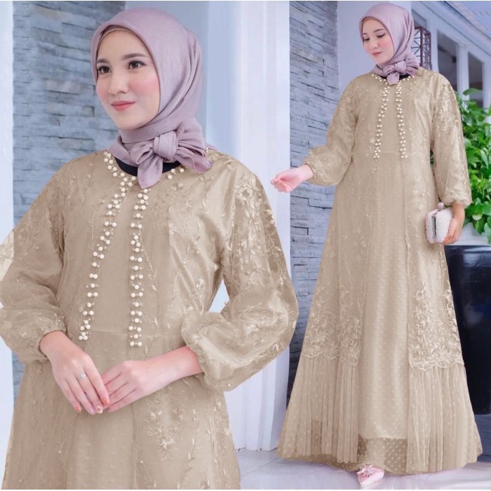Sale Gamis Maxi Dress Pesta Kondangan Brukat Mewah Casual Seragam Muslim Kekinian Utari