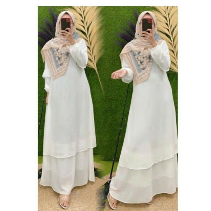 Sale Gamis Melayu Putih / Gamis Malaysia / Gamis Putih Broken / Baju Kurung