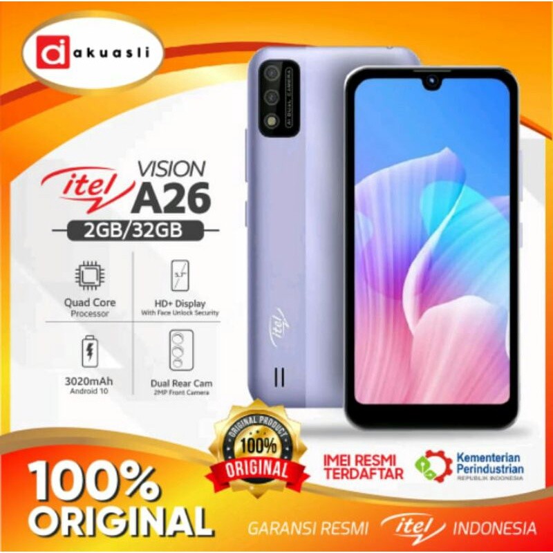ITEL VISION A26 RAM 2/32 GARANSI RESMI 1TAHUN