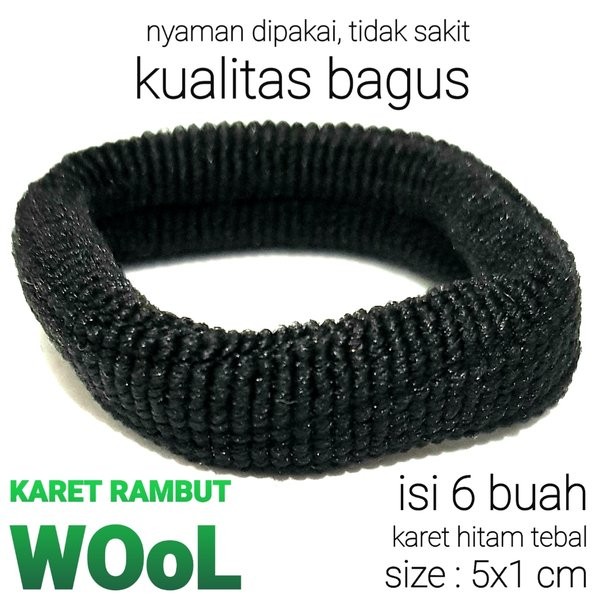 KARET RAMBUT WOOL HITAM isi 6 ikat rambut hitam AKSESORIS RAMBUT PRIA