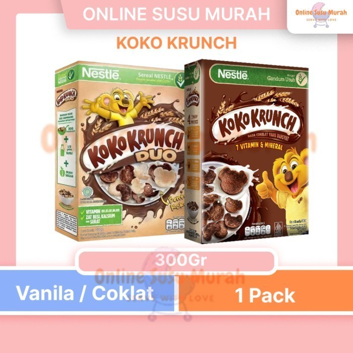 

TERLARIS TERLARIS TERLARIS KOKO KRUNCH DUO VANILA FLAVOUR & COKLAT 300GR SEREAL MURAH!!! MURAH MURAH