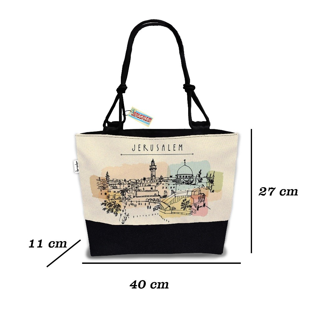 TAS JERUSALEM, TAS SOUVENIR MODEL TOTE BAG TALI SUMBU 6 MOTIF SIAP KIRIM