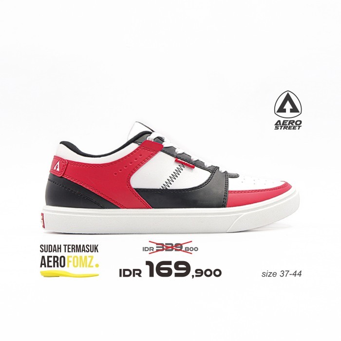Aerostreet 36-45 Hoops Low Merah Hitam - Sepatu Sneakers Casual