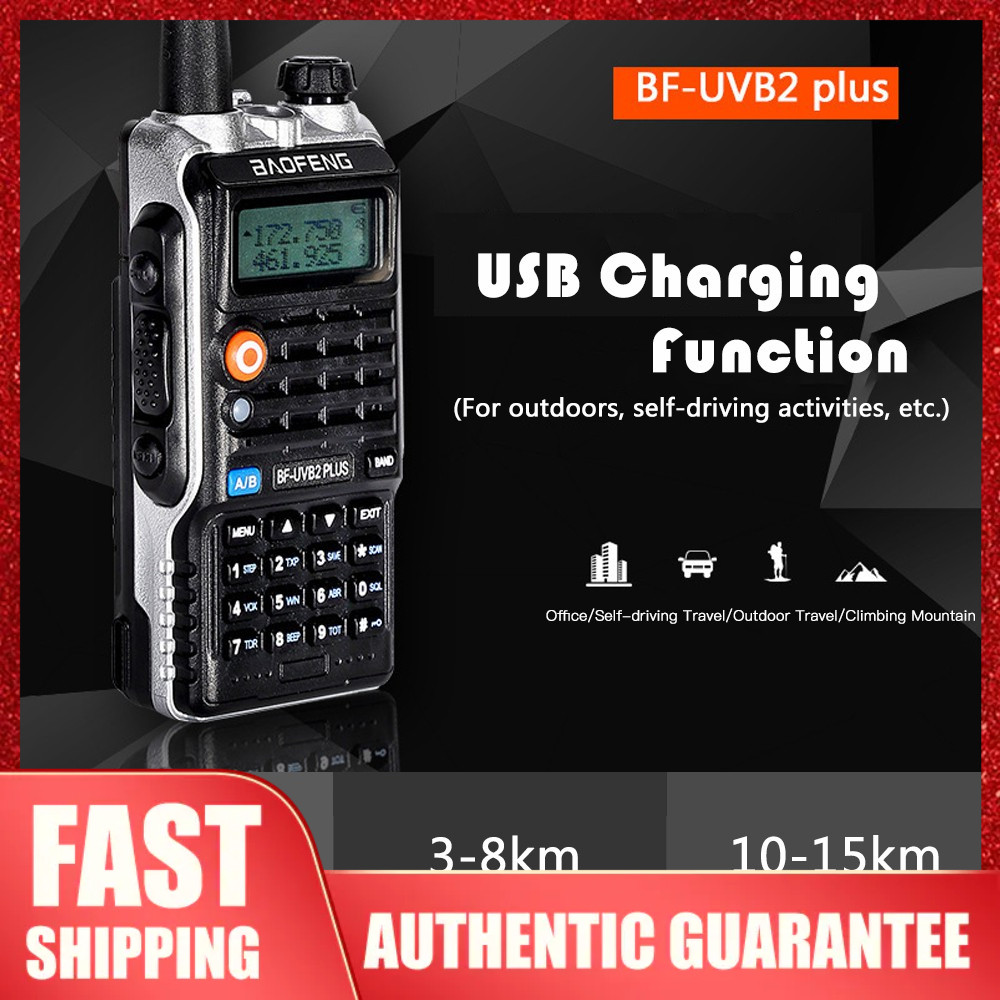 BAOFENG BF-UVB2 Plus Transceiver FM Layar LCD Dual Band Interfon Genggam 128CH Radio Portabel Dua Ar