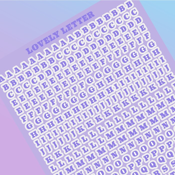 Alphabet Sticker Korea Deco Stiker Letter Huruf Pastel Color DIY Scrapbook Journal Diary 02