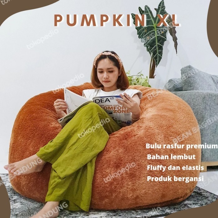 Bean Bag Pumpkin Jumbo Xl /Bean Bag Dengan Isi / Fluffy Rasfur