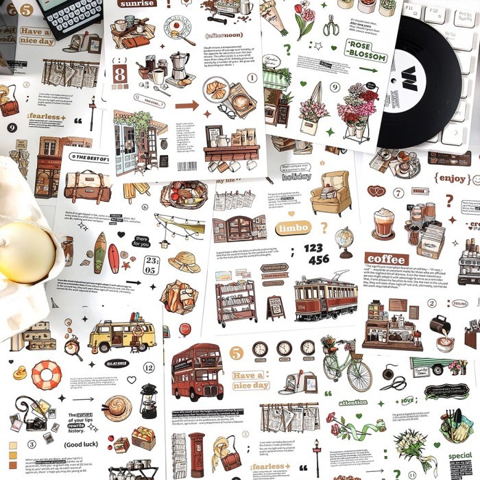 Sticker Laptop Aesthetic London Style 03 2 Lembar/ Pack Journal DIY