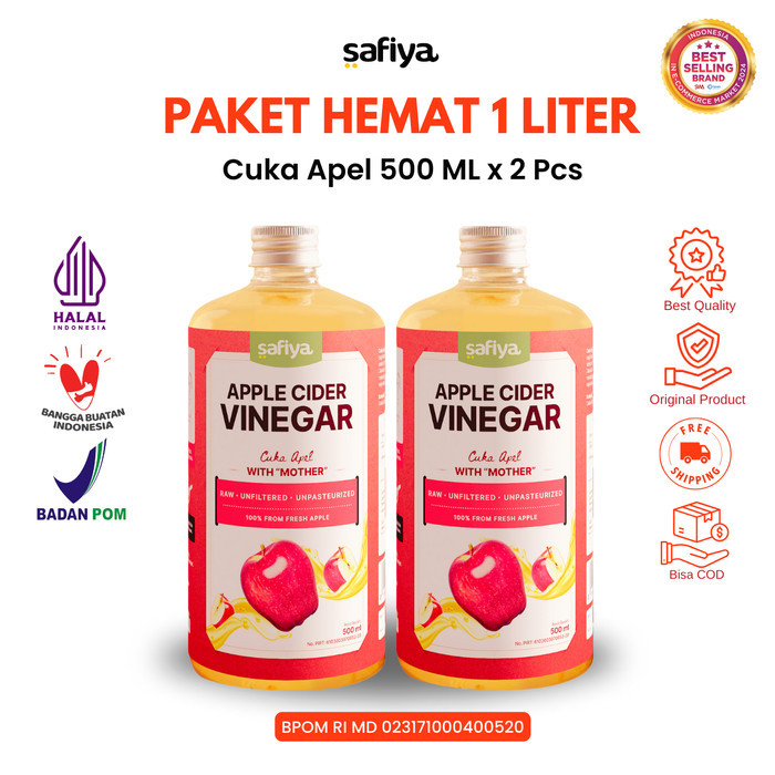 

Safiya Cuka Apel 1 Liter Fresh 100% Murni Apple Cider Vinegar With Mother Detox