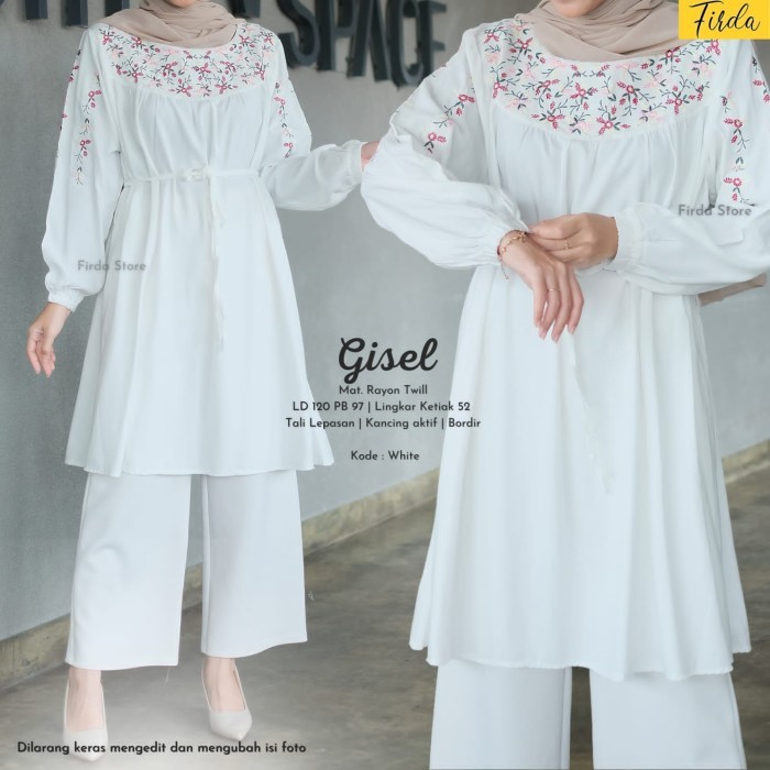 New Gisel Tunik Jumbo Baju Atasan Wanita Big Size Ld 120Cm White Putih {TerlarisBest Seller}