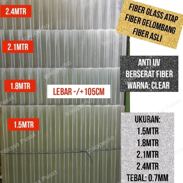 PROMO Fiber Glass Atap 150 / 180 / 210 / 240 cm Fiber Gelombang Atap Anti UV