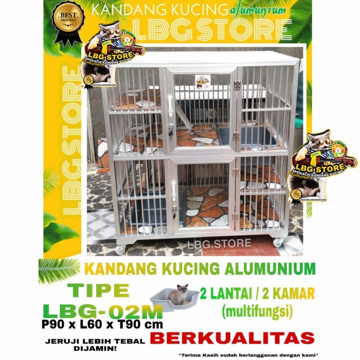 kandang kucing alumunium 2 tingkat