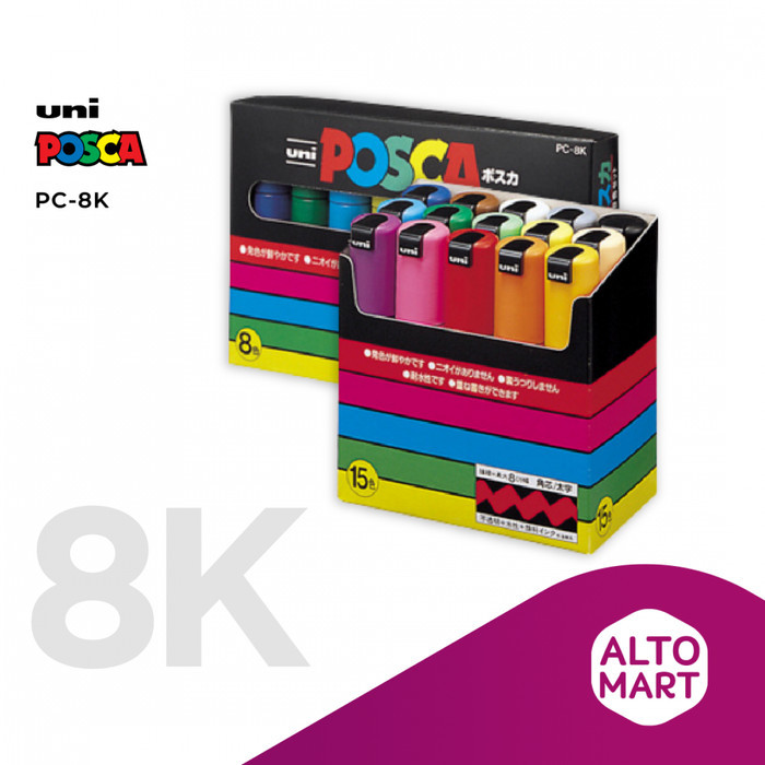

PROMO! UNI Posca PC-8K Acrylic Marker SET 8 15 Colors Thick Square Tip Spidol Warna Warni