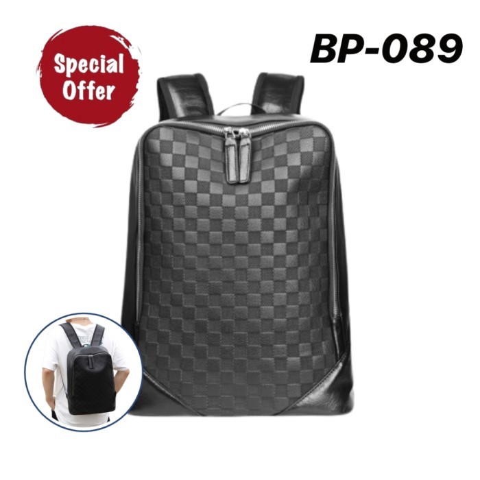 

TERLARIS BP089 - TAS RANSEL KULIT DISTRO LAPTOP PRIA WANITA WATERPROOF BACKPACK PUNGGUNG GENDONG