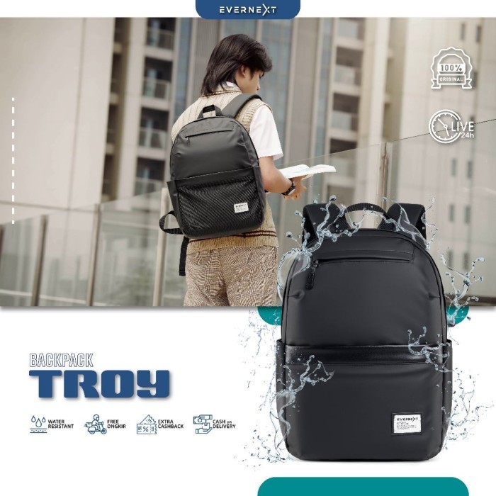 

TERLARIS EVERNEXT - TAS RANSEL PRIA WATERPROOF TAS SEKOLAH PRIA WANITA ANTI AIR BACKPACK LAPTOP TROY