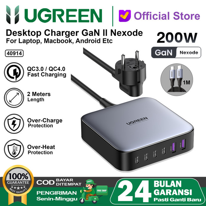 TERBARU UGREEN Desktop Charger 140w 200w Fast Charging For Macbook Laptop