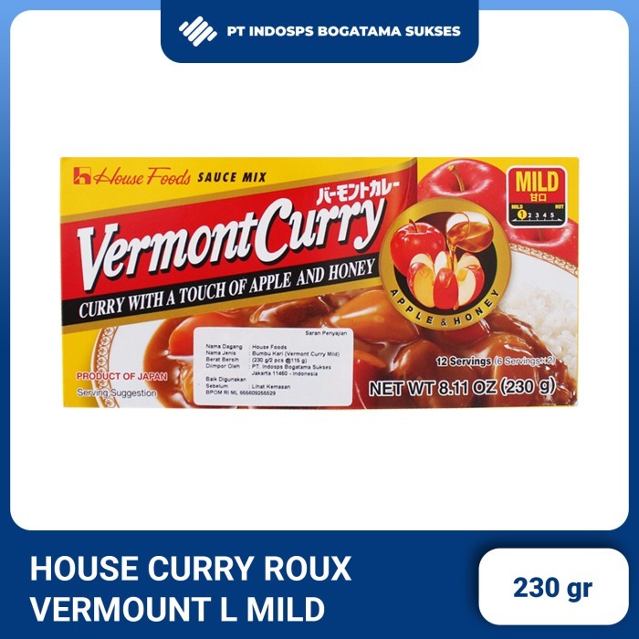 

House Curry Roux Vermount L Mild Kari Jepang Japan Curry 230gr Kari Instant